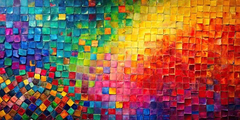 Vibrant abstract painting with bold brush strokes creating a colorful mosaic , art, canvas, paint, texture
