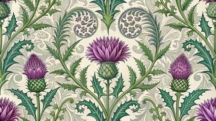 A unique Scottish thistle paisley pattern design, Scotland, thistle, Scottish, paisley, pattern, floral, design