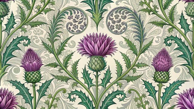 A unique Scottish thistle paisley pattern design, Scotland, thistle, Scottish, paisley, pattern, floral, design