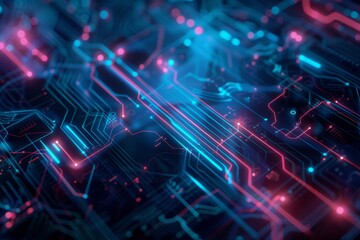 Fototapeta premium A sleek and futuristic technology background with glowing lines, circuit patterns, and a dark, modern color scheme