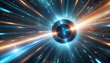 Obraz premium Journey through cosmic tunnels and galaxies, wormholes and cosmic tunnels in the universe