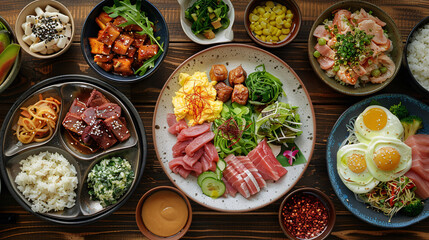 Japanese nutritionist in a cooking class, demonstrating how to prepare a balanced meal
