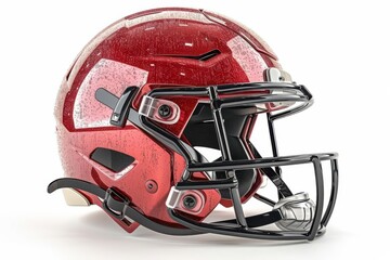 Fototapeta premium A football helmet with jersey, sports gear, 3D realistic, detailed textures, isolated on white background