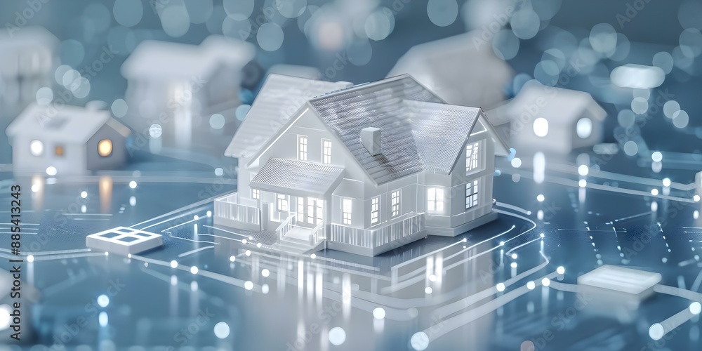 Poster iotpowered smart home with ai technology connecting various smart components. concept smart home aut