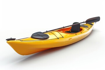 A kayak with paddle, water camping, 3D realistic, sleek design, isolated on white background