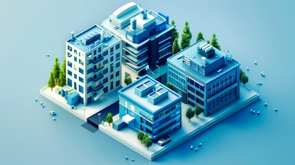 Obraz premium 3D isometric of high building design piece of city