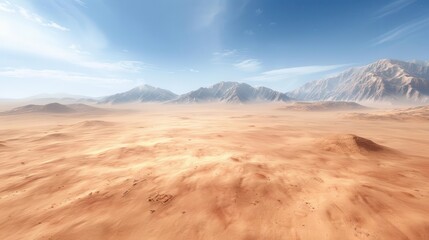 Naklejka premium Scifi desert planet with settlers facing the threat of extreme heat and limited resources