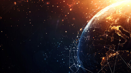 Obraz premium background digital connected line and earth