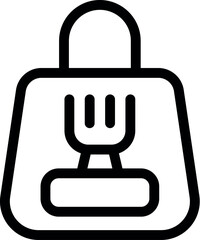 Simple black and white icon of a shopping bag representing a food delivery service