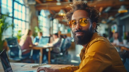 High Resolution Image of Diverse Business Professionals Collaborating in Bright Open-Plan Office