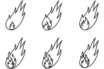 Fireball Line Art Design Illustration Ember Artistic Drawing