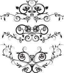 Vector set of traditional Japanese floral ornaments and Oriental decorative designs. Extremely clean vector lines, vinyl and laser ready.