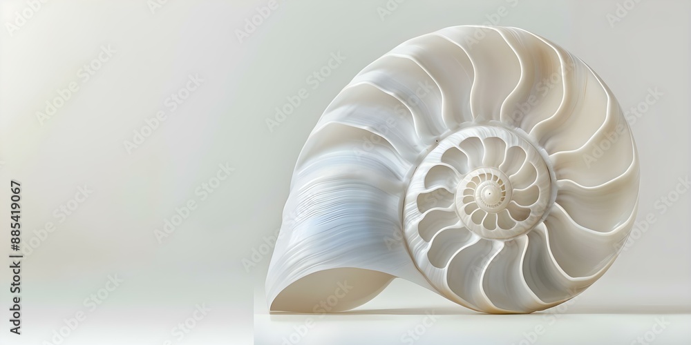 Aufkleber isolated white nautilus shell section with clipping path for design flexibility. concept stock photo