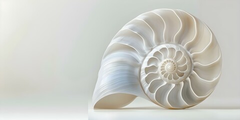 Obraz premium Isolated White Nautilus Shell Section with Clipping Path for Design Flexibility. Concept Stock Photography, Isolated Object, White Nautilus Shell, Clipping Path, Design Flexibility