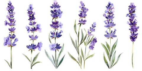 Obraz premium Watercolor lavender flower set on a white background for wedding invitation design. Concept Wedding Invitations, Watercolor Art, Lavender Flowers, White Background, Design Inspiration