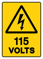 115 Volts Tag Symbol Sign,Vector Illustration, Isolate On White Background Label. EPS10