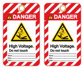 Danger High Voltage Do Not Touch Tag Label Symbol Sign, Vector Illustration, Isolate On White Background. EPS10