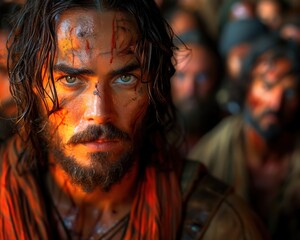 Divine Encounter: Hyper-Realistic Depiction of Jesus Christ Revealing His Wounds to Disciples in 8K Resolution