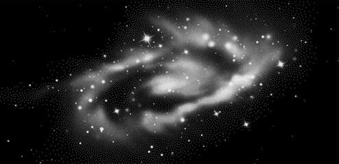 Galaxy vector background black and white illustration © WhataWin