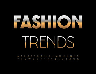 Vector luxury Logo Fashion Trends. Beautiful Slim Font. Trendy Gold Alphabet Letters and Numbers set.