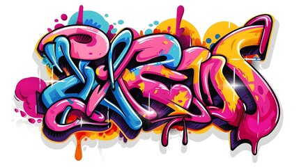 Fototapeta premium Colorful Graffiti Inspired Lettering Design Suitable for Apparel and Wall Decor