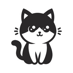 A cute cat silhouette vector illustration, cat with a eyes	