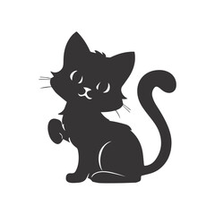 A cute cat silhouette vector illustration, cat with a eyes	