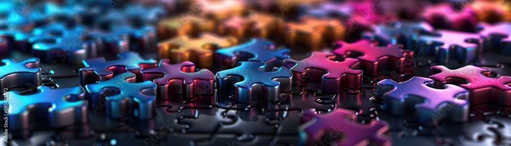 Poster abstract puzzle pieces concept representing individuality and identity, a visual metaphor for human 
