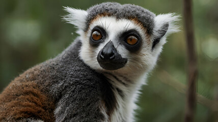 Ring-tailed lemur closeup photo, (Lemur Catta) wild life animals
