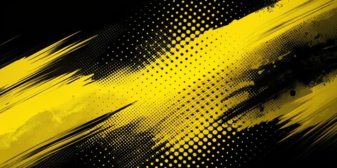 Yellow and Black Brushstroke Abstract Background Vector art Illustration