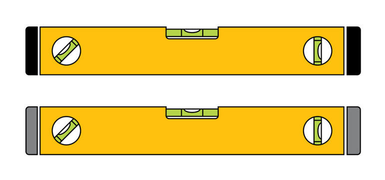 Cartoon spirit level and bubble. Building level construction work tool. Bubble spirit level or spirit leveler. Spirit leveled icon. carpenter level tools. Horizontal, measuring instrument.