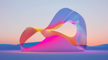 Abstract modern neon illustration. Light waves soundwaves or sine waves, loating orbs, optical illusions. Digital art for poster, template, flyer, banner background or design element.