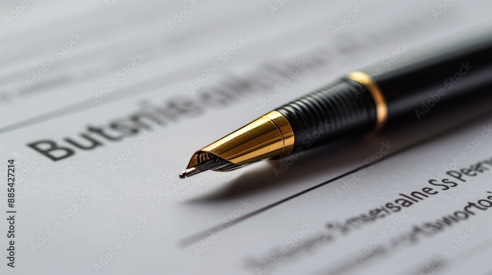 Poster a macro image of a business contract on a smooth solid color surface ai generated illustration