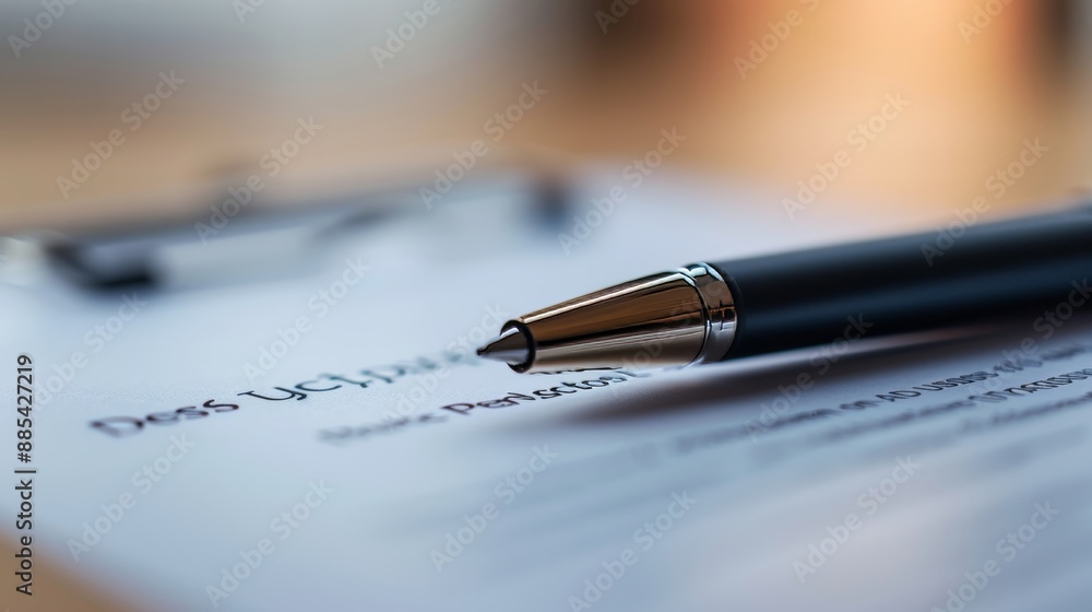 Poster a macro image of a business contract on a smooth solid color surface ai generated illustration