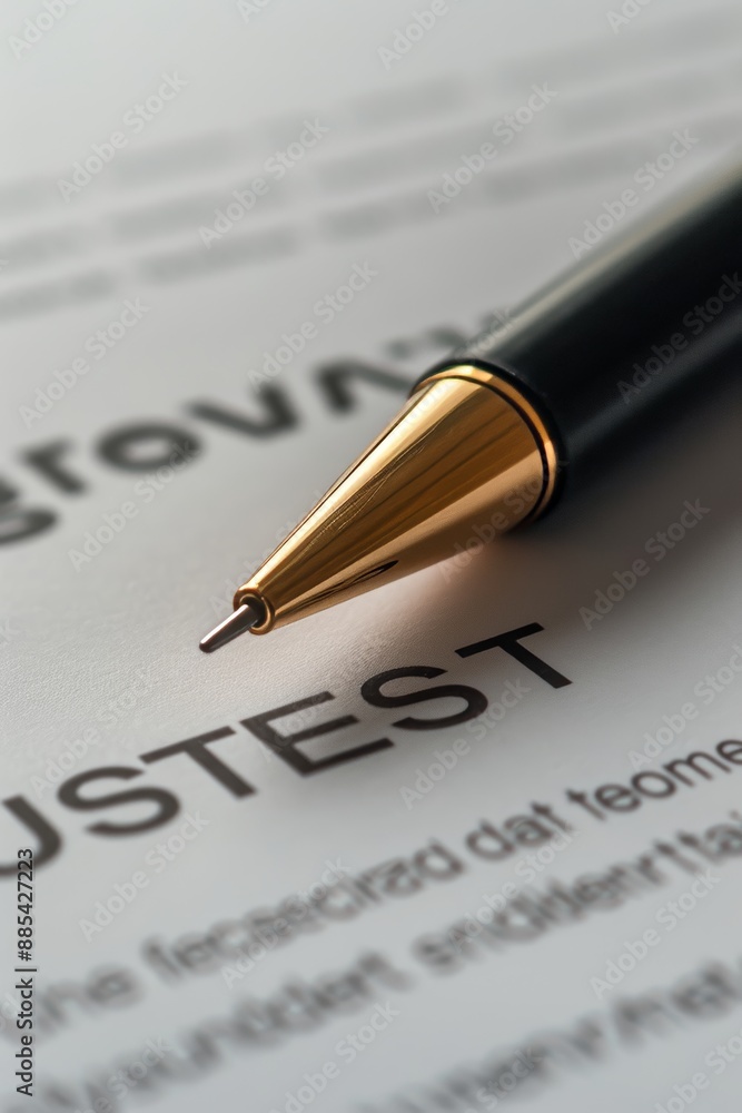 Poster a macro image of a business contract on a smooth solid color surface ai generated illustration