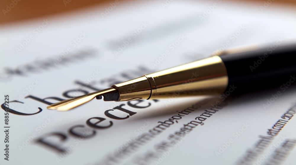 Poster a macro image of a business contract on a smooth solid color surface ai generated illustration