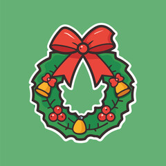 Christmas wreath on white background Vector Illustration