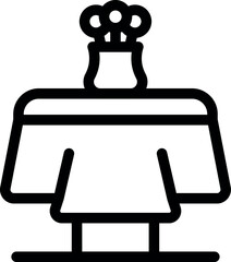 Simple line icon of a vase with flowers standing on a minimalist table, representing home decoration
