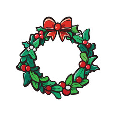 Christmas wreath on white background Vector Illustration