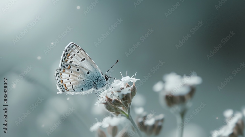Poster a macro shot of a small delicate butterfly against a clean minimalist environment ai generated illus