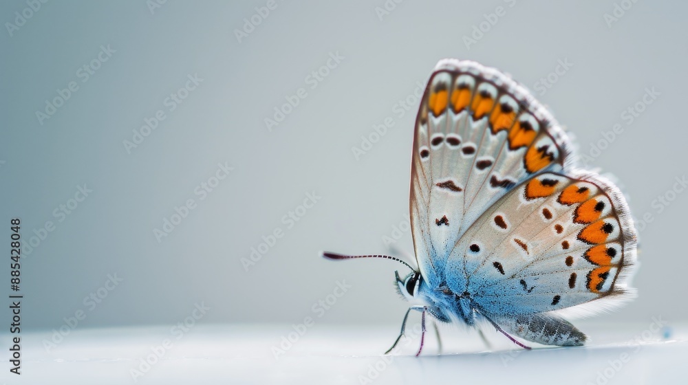 Poster a macro shot of a small delicate butterfly against a clean minimalist environment ai generated illus