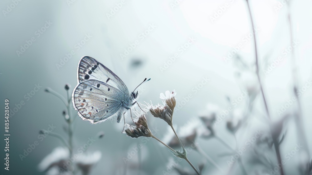 Poster a macro shot of a small delicate butterfly against a clean minimalist environment ai generated illus