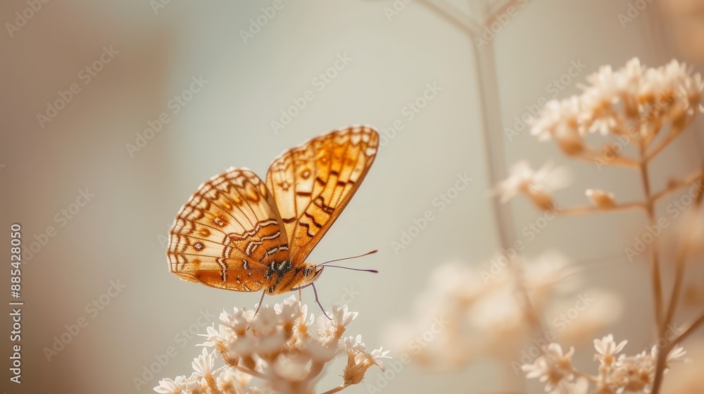 Poster a macro shot of a small delicate butterfly against a clean minimalist environment ai generated illus