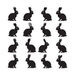 Silhouette illustration set of rabbits 