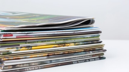 A stack of art magazines featuring the latest in contemporary art, interviews, and reviews, ready for reading, on an isolated white background