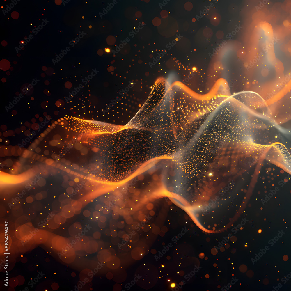 Aufkleber digital waves and particles for high-energy ads