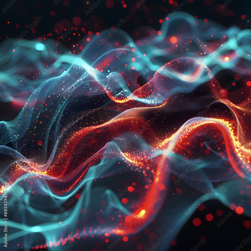 Fototapete digital waves and particles for high-energy ads