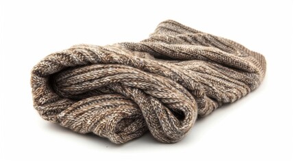 Cozy leg warmers folded in a stylish manner, showcasing their texture and warmth. Isolate white background