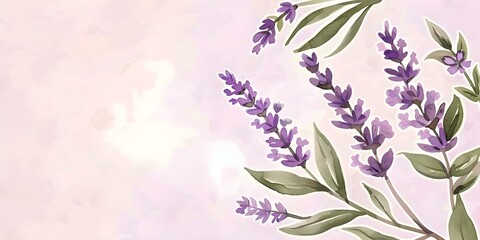 Elegant Hand-Drawn Lavender Logo with Leaves for Wedding Invitation Card Design. Concept Wedding Invitation Design, Hand-Drawn Lavender Logo, Elegant, Leaves, Lavender