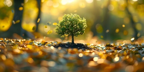 Design for Financial Literacy Month featuring a money tree in April. Concept Financial Literacy Month, Money Tree Design, April Campaign, Money Management Tips, Educational Resources